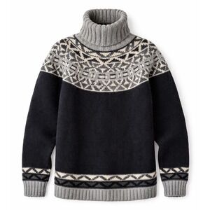 Skyr Turtleneck Sweater Women Medium Black Fair Isle Wool Angora Nordic Vintage